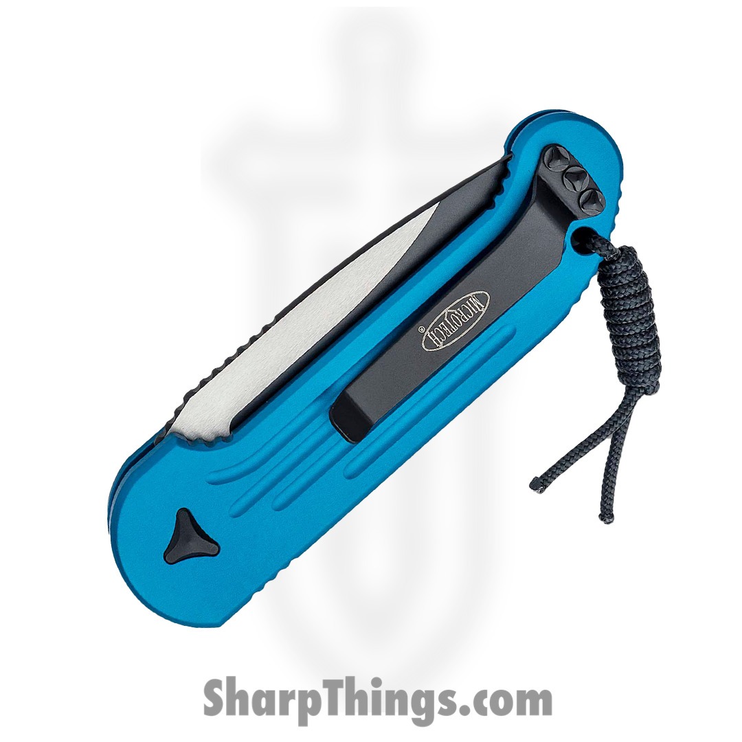 Microtech - 135-1BL - L.U.D.T. - Automatic Knife - Elmax, M390, 204P Two Tone Drop Point - 6061-T6 Aluminum - Blue - Image 10