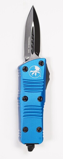 Microtech - 238-3BL - Troodon Mini - OTF Auto - M390 Coated Dagger - 6061-T6 Aluminum - Blue - Image 11