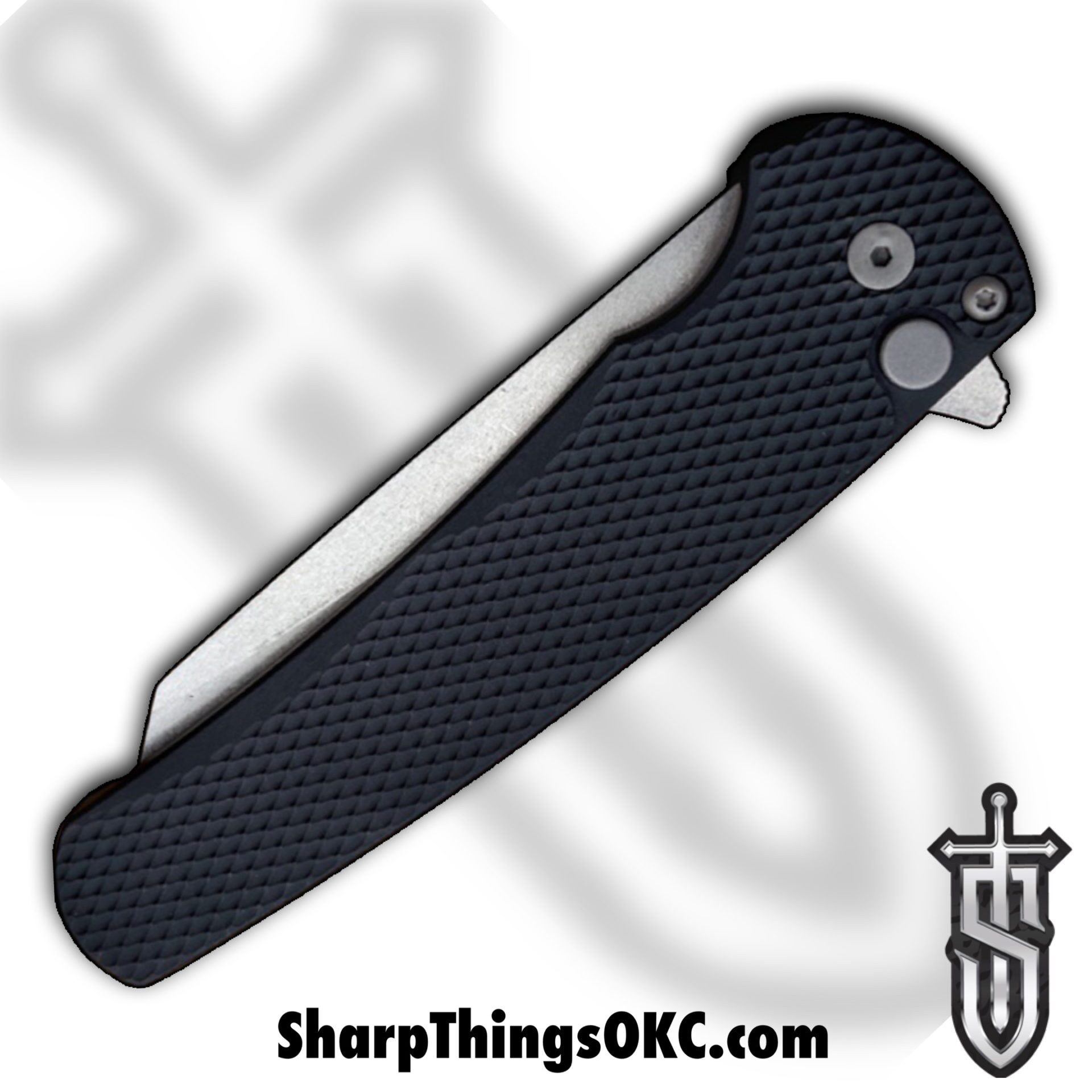 ProTech - 5205 - Malibu - Folding Knife - CPM-20CV Stonewash Reverse Tanto - Aluminum - Black - Image 7