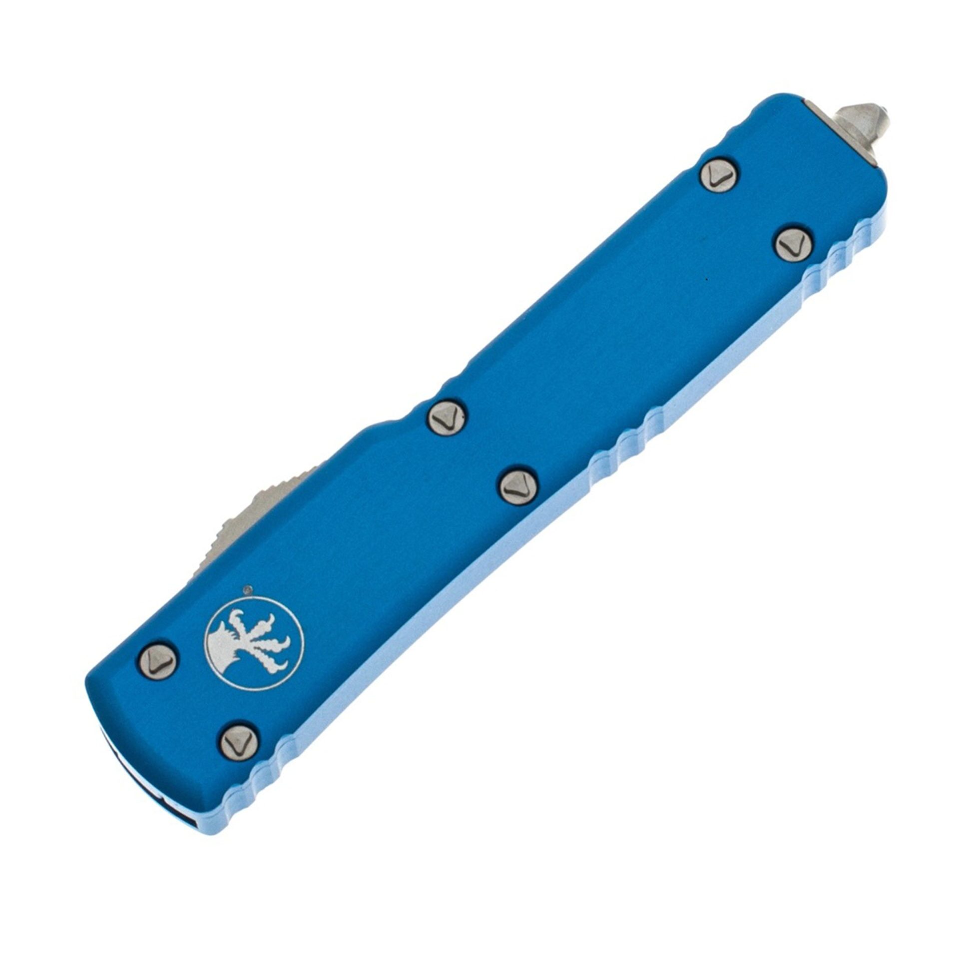 Microtech - 147-10BL - UTX-70 - OTF Auto - Elmax, M390, 204P Stonewash Dagger - 6061-T6 Aluminum - Blue - Image 15