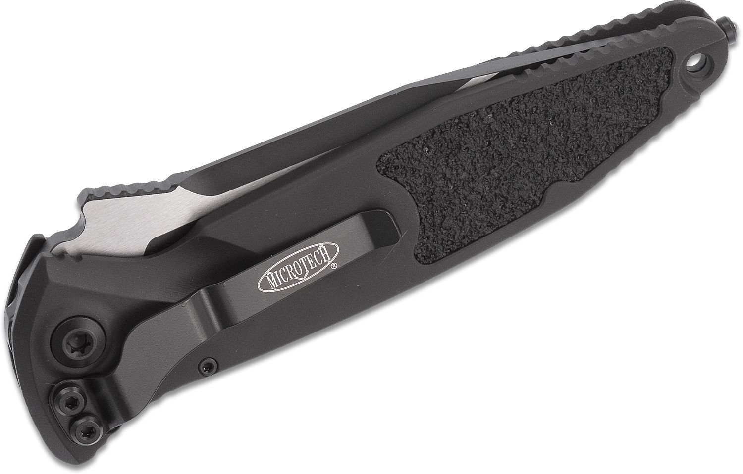 Microtech - 160A-1T - Socom Elite Tactical S/E - Automatic Knife - Bohler Elmax, M390, or 204P Coated Clip Point - 6061-T6 Aluminum with Textured Rubber Inserts - Black - Image 6