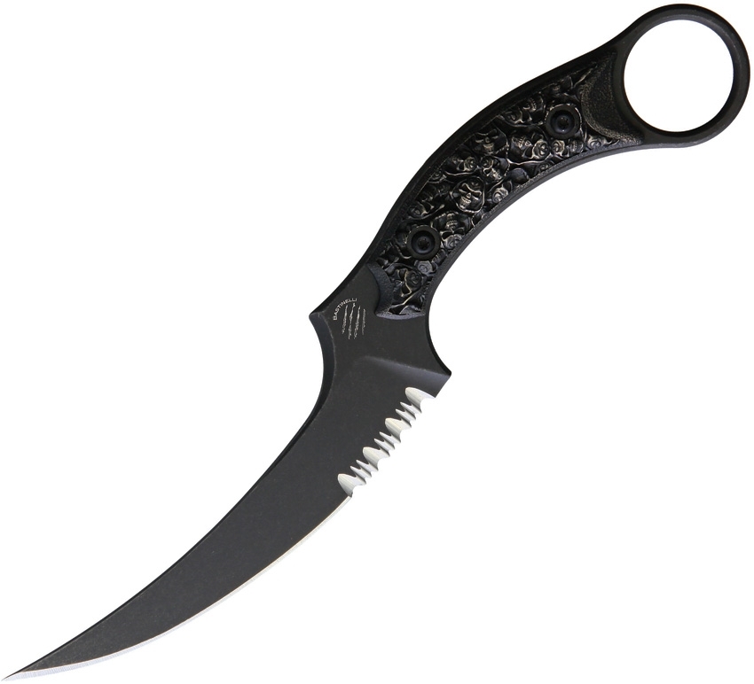 Bastinelli Creations - BAS206SZ - Mako - Fixed Blade Knife - N690 Coated Full Tang P/S - Sculpted Skull - Black Bronze - Image 10