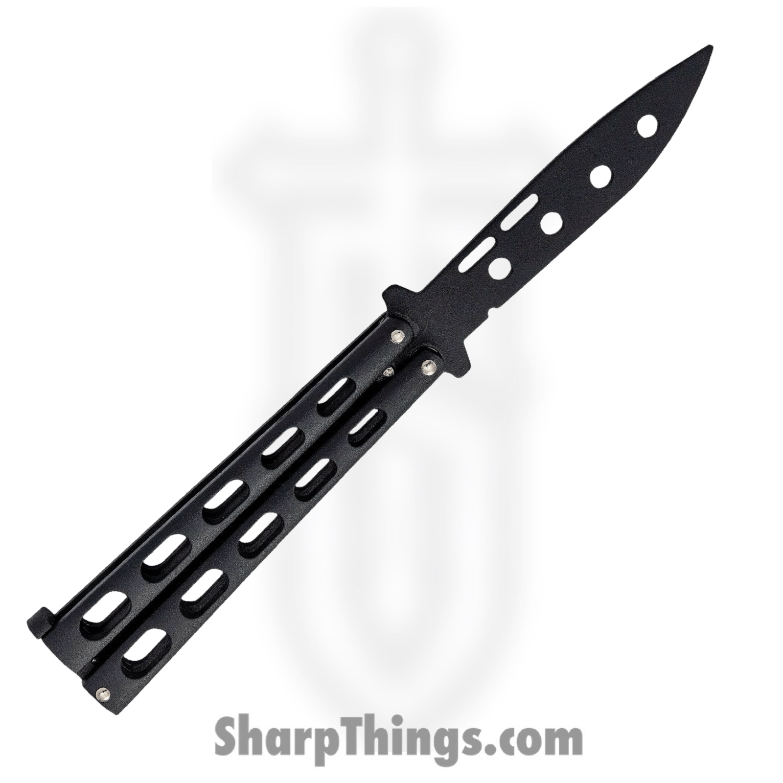 Bear & Son - BC115BTR - Butterfly Trainer - Balisong - 1095 HC Coated Drop Point - Powder Coated Zinc - Black - Image 7