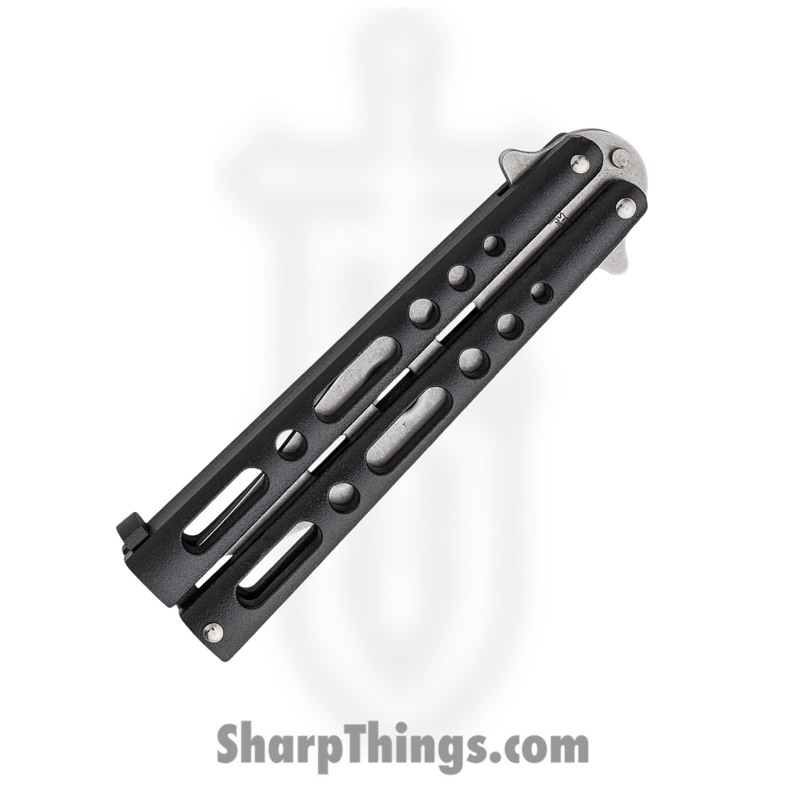 BenchMark - BM006 - Trainer Butterfly - Balisong - Stainless Satin Clip Point - Die Cast Metal - Black - Image 11