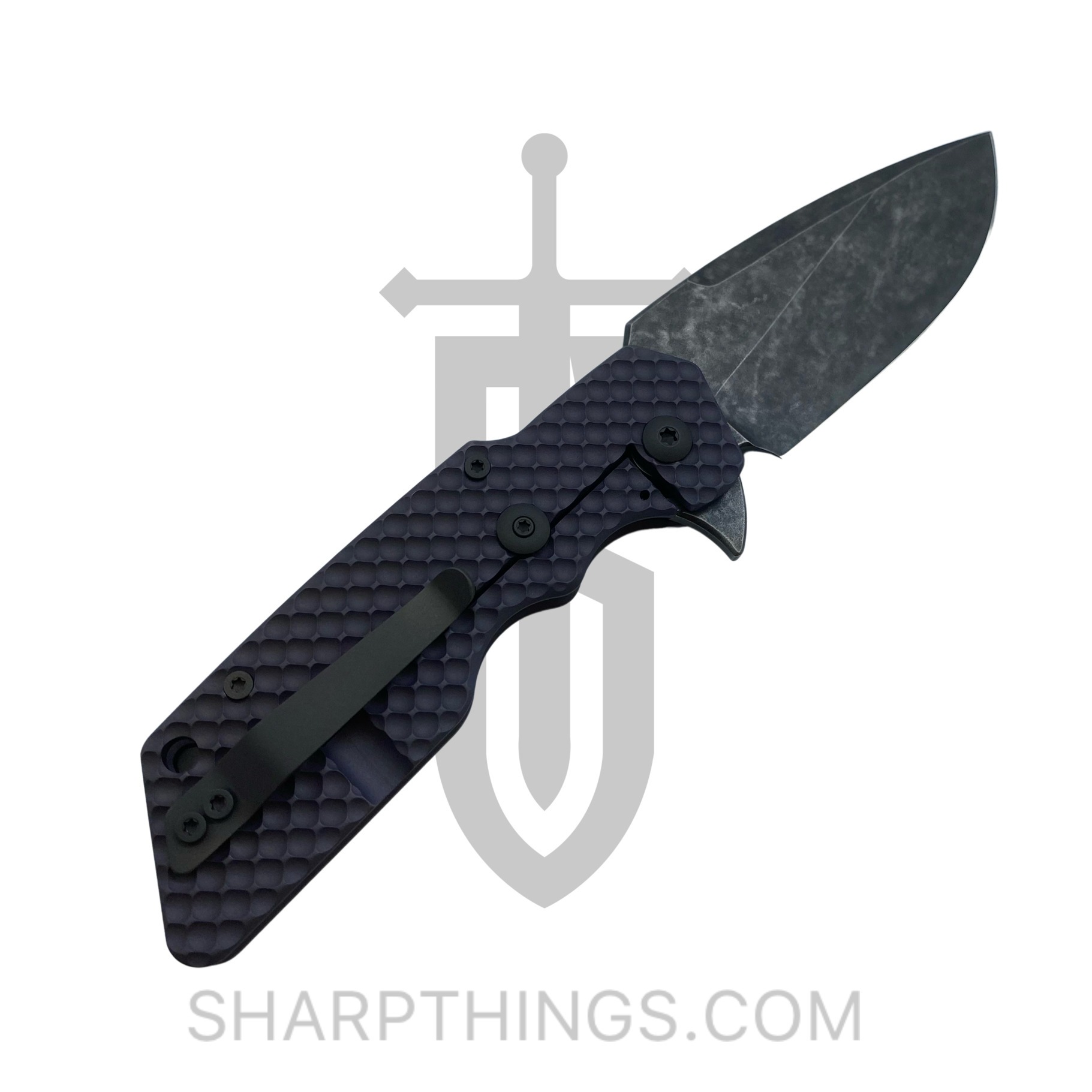 Attention 2 Detail Mercantile - A2DMK1LGGPurp - Mark 1 Large - Folding Knife - CTS-CD#1 SS Stonewash Drop Point - Milled Pattern Titanium - Purple - Image 15