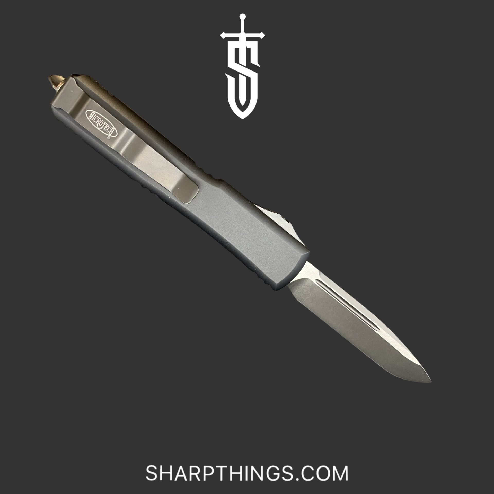 Microtech - 121-1 DLCTBS - Ultratech Blade Show 2022 - OTF Auto - M390 Coated Drop Point - 6061-T6 Aluminum - Black - Image 8