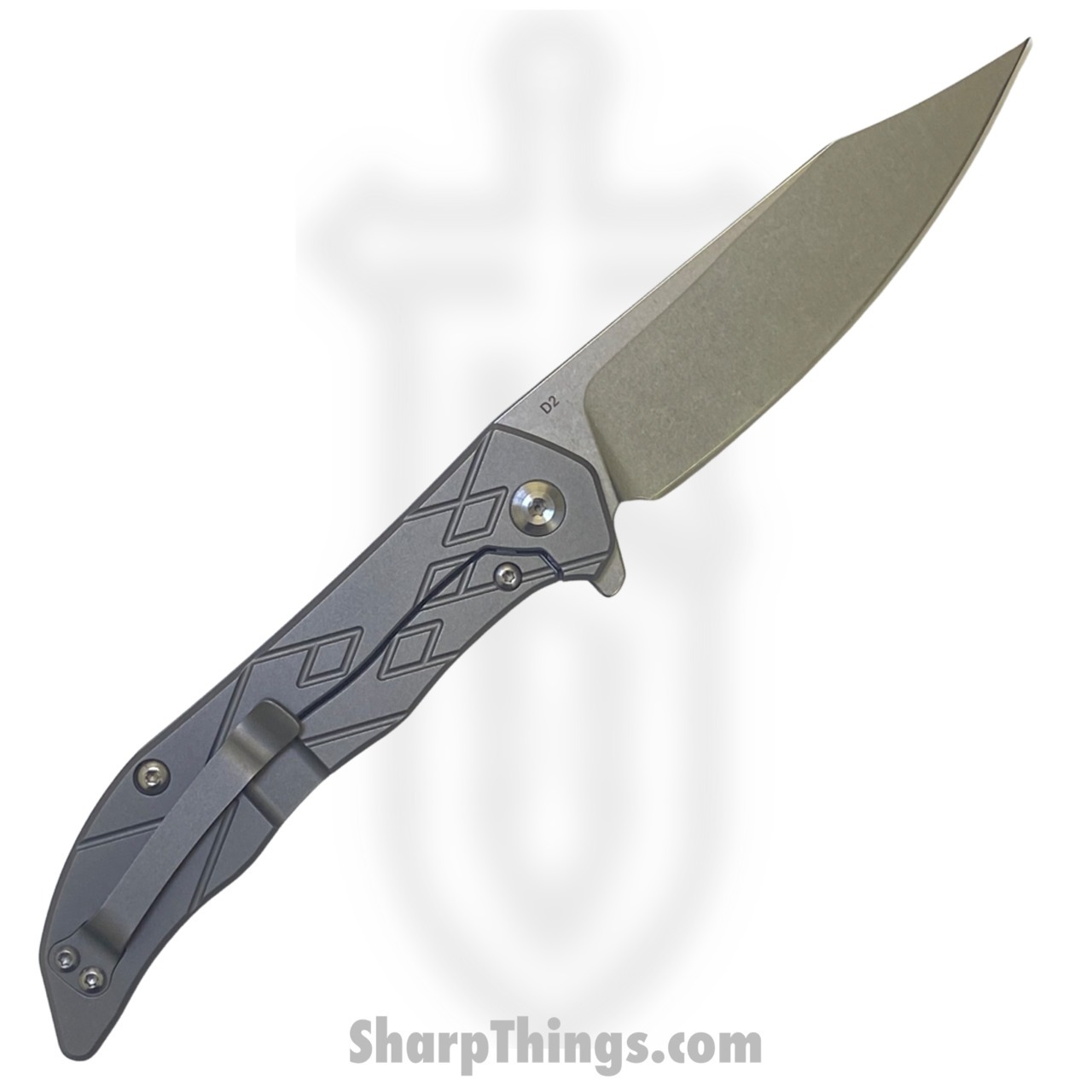 CH Knives - CH3008GR -Stabby Titanium Framelock Pocket Knife - D2 - Grey - Image 9