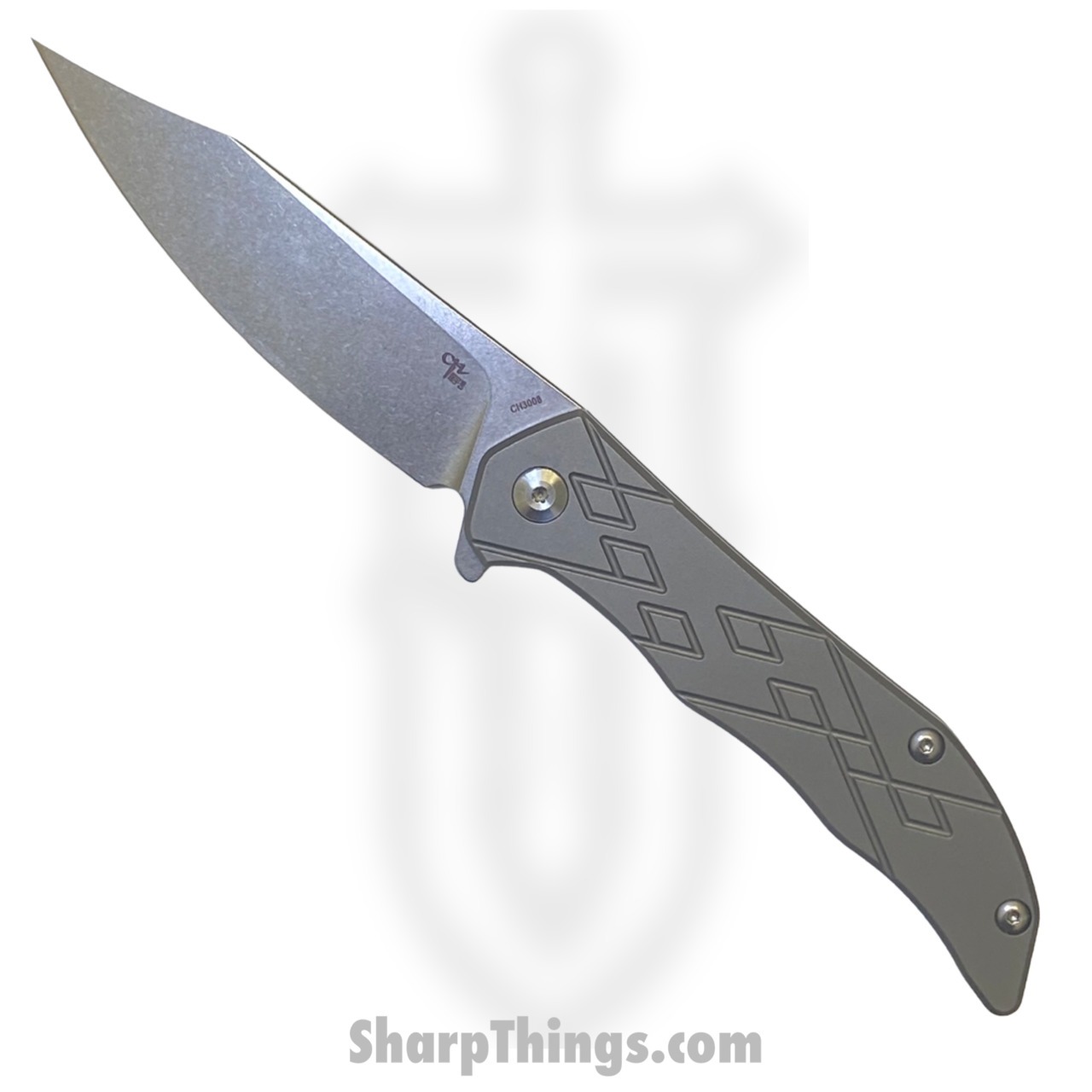 CH Knives - CH3008GR -Stabby Titanium Framelock Pocket Knife - D2 - Grey - Image 8