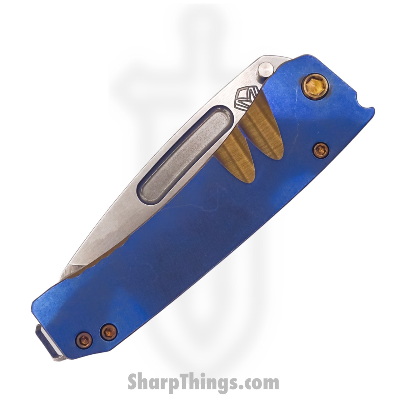 Medford Knife - MK033STT-37A1-T1C1-Q4 - Midi Marauder Tanto Blade Folding Knife - S35VN Titanium - Blue and Bronze - Image 6