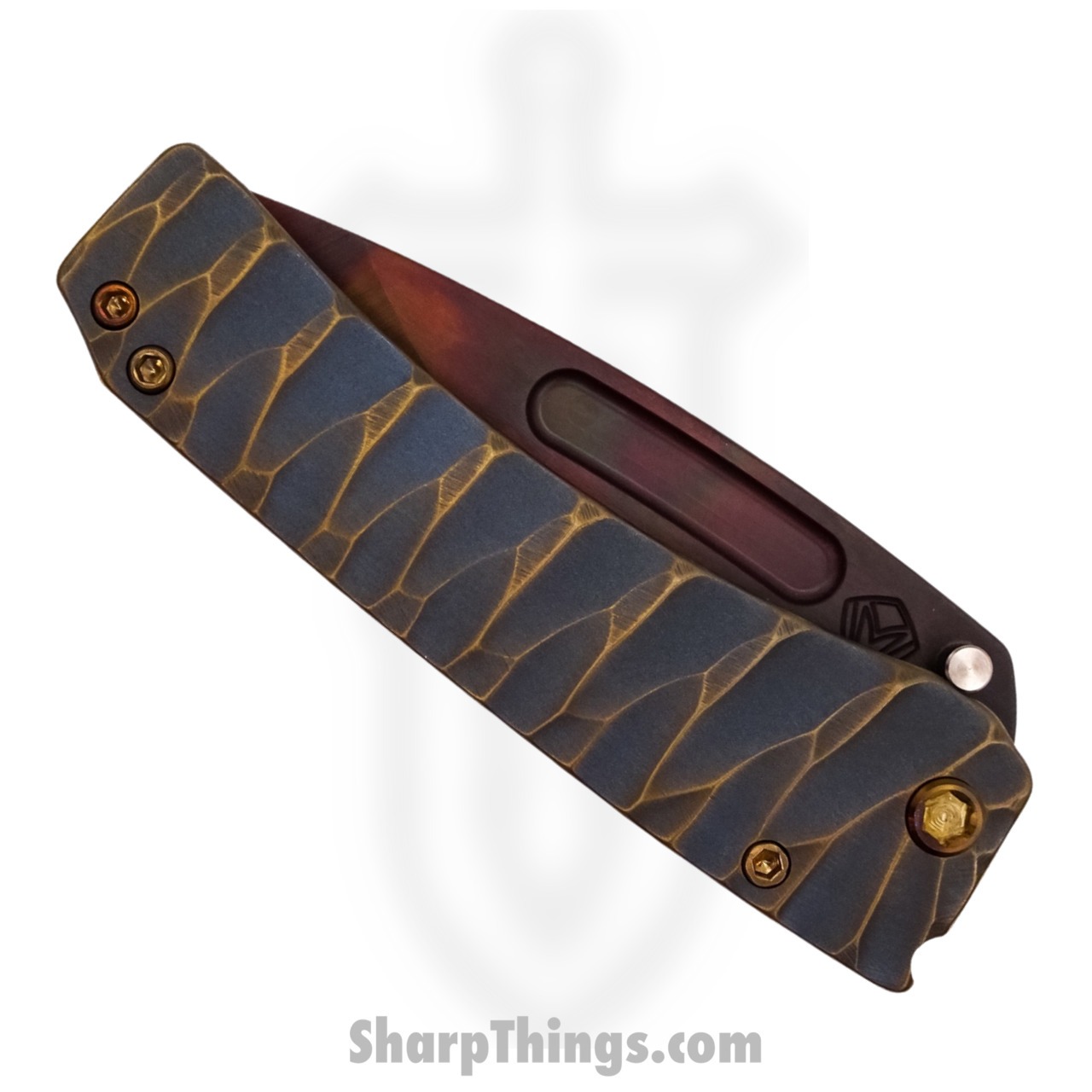 Medford Knife - MK033SVD-37A2-T1C1-Q4 - Midi Marauder Vulcan Drop Point Folding Knife - S35VN - Blue "Predator" - Image 13