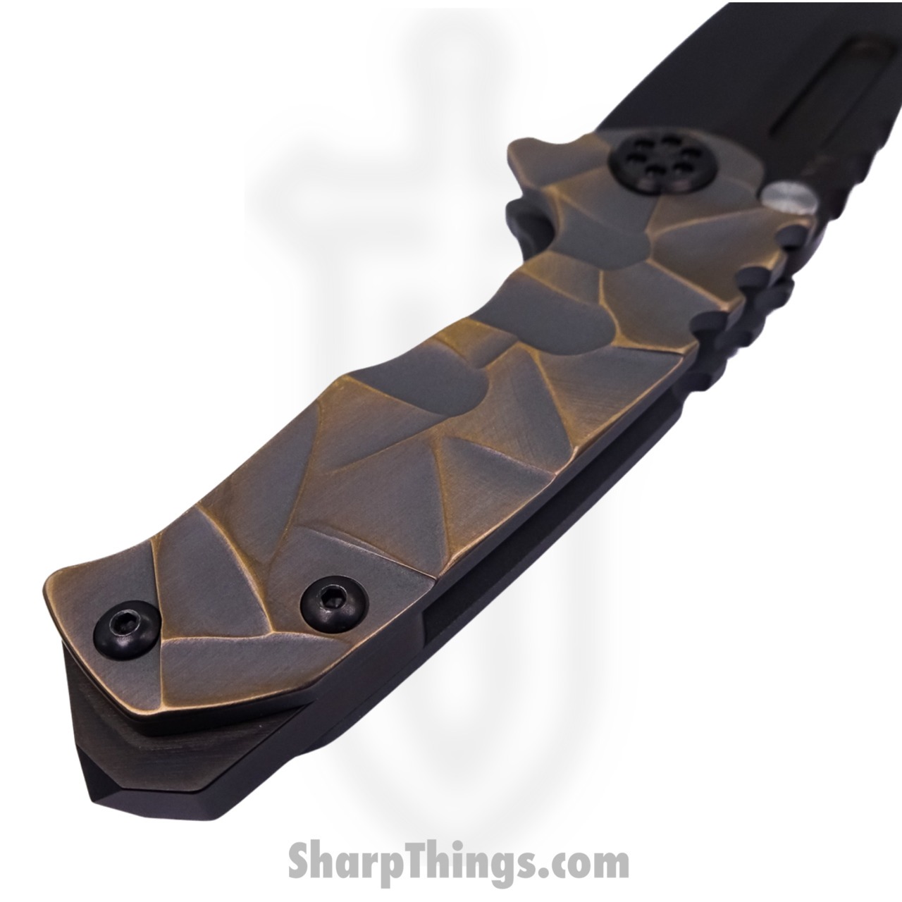 Medford Knife - MK008SPT-36A1-TPC1-BP - Micro Praetorian "T" Tanto Folder - S35VN PVD - "Stained Glass" - Image 7