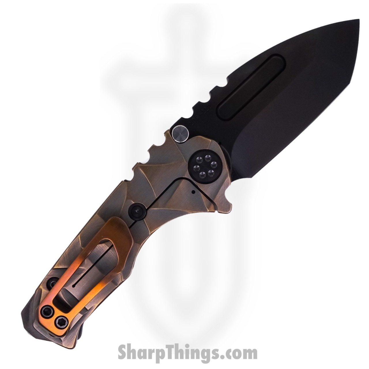 Medford Knife - MK008SPT-36A1-TPC1-BP - Micro Praetorian "T" Tanto Folder - S35VN PVD - "Stained Glass" - Image 10