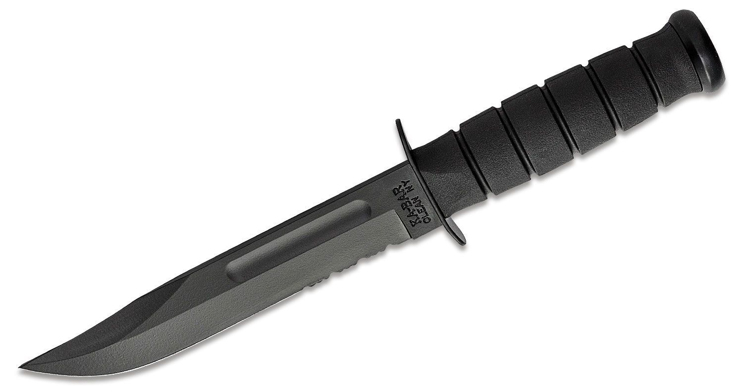 Ka-Bar - KA1212 - USA Fighting Knife - Fixed Blade Knife - 1095 HC Coated Modified Tanto - Kraton G - Black - Image 13