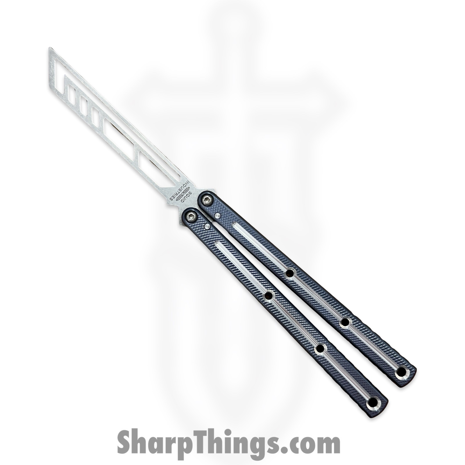 Squid Industries - KRTR-DTGM - Krake Raken V3 Trainer Dual Tone - Balisong - 410 SS Stonewash - 7075 Aluminum Alloy - Gunmetal