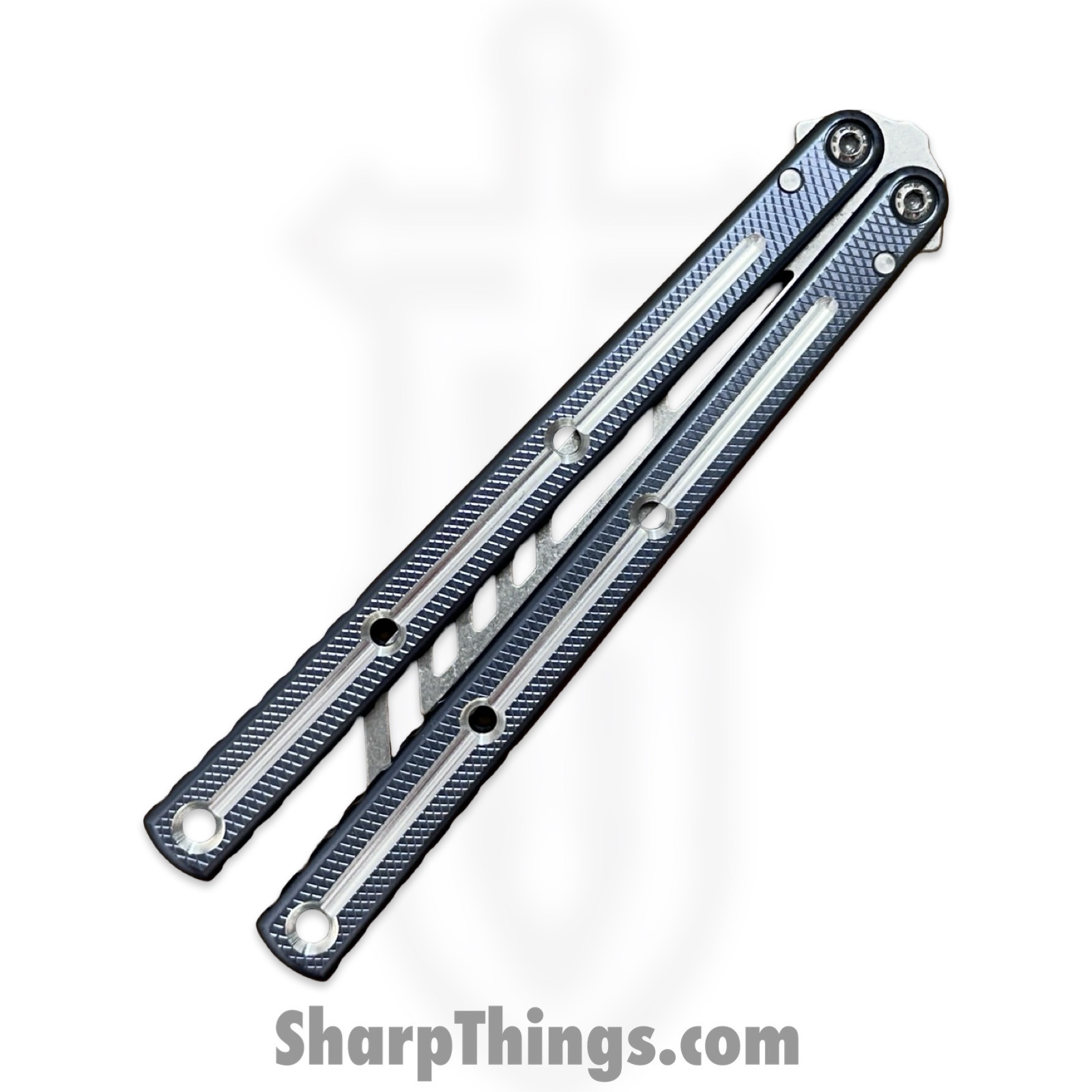 Squid Industries - KRTR-DTGM - Krake Raken V3 Trainer Dual Tone - Balisong - 410 SS Stonewash - 7075 Aluminum Alloy - Gunmetal - Image 6