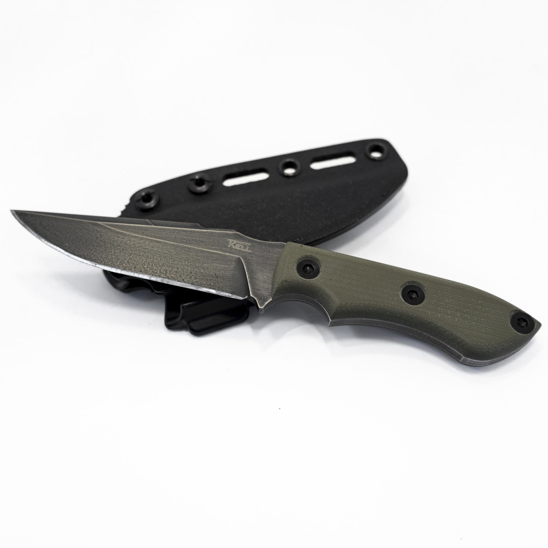 T.Kell Knives - StrikerODBG - Striker - Fixed Blade Knife - 1095 Nickle Boron Coated Clip Point - G10 - OD Green Standard Bullet Grip - Image 10