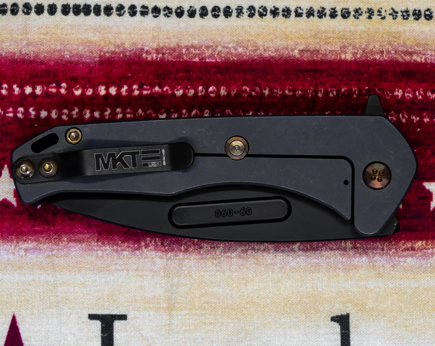 Medford Knife - Praetorian Swift FL Flipper - Drop Point - S35VN - Bronze Hardware - Blue/Black - Image 7