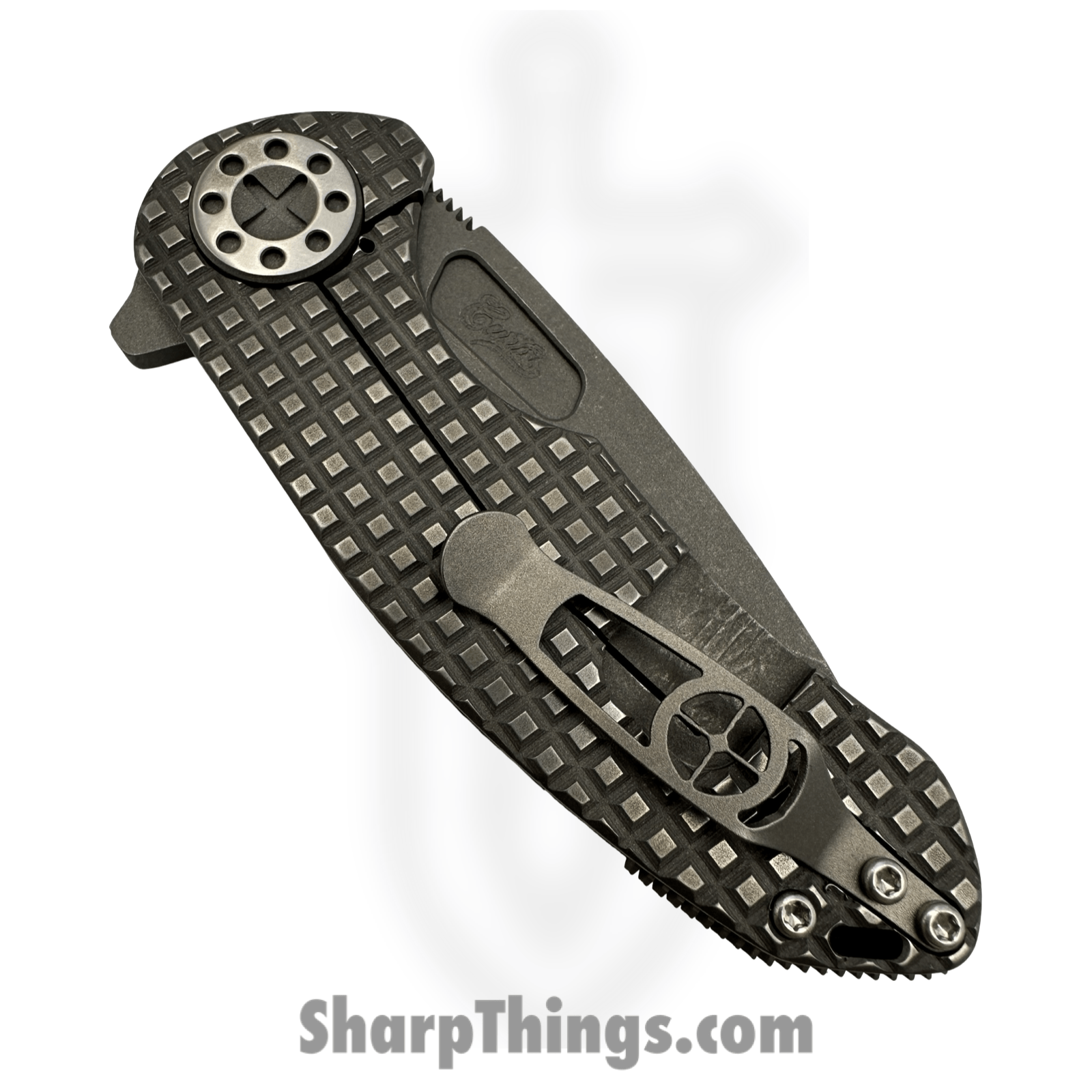 Curtiss Custom Knives LLC - F3M-SLM2-TISW - F3 Medium Slicer Flipper - Folding Knife - CPM MagnaCut Stonewash Drop Point - Titanium - Stonewash - Image 4