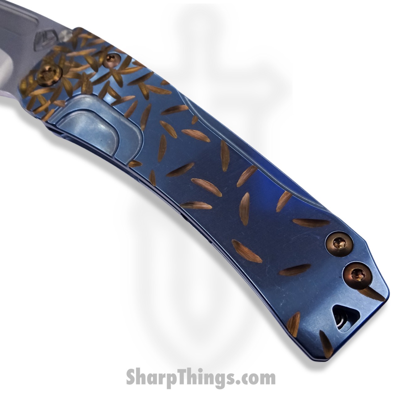 Medford Knife - MK2013TT-37A2-T1C1-Q4 - Slim Midi Tanto Folder - Tumbled 3V - "Jasmine Fade" Aqua and Bronze - Image 10