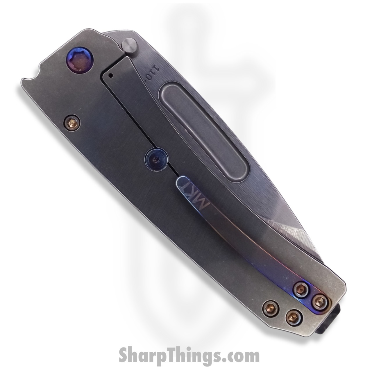 Medford Knife - MK0334TD-01TM-TFCF-Q4 - Midi Marauder Drop Point Folder - Tumbled S45VN Titanium - Image 6