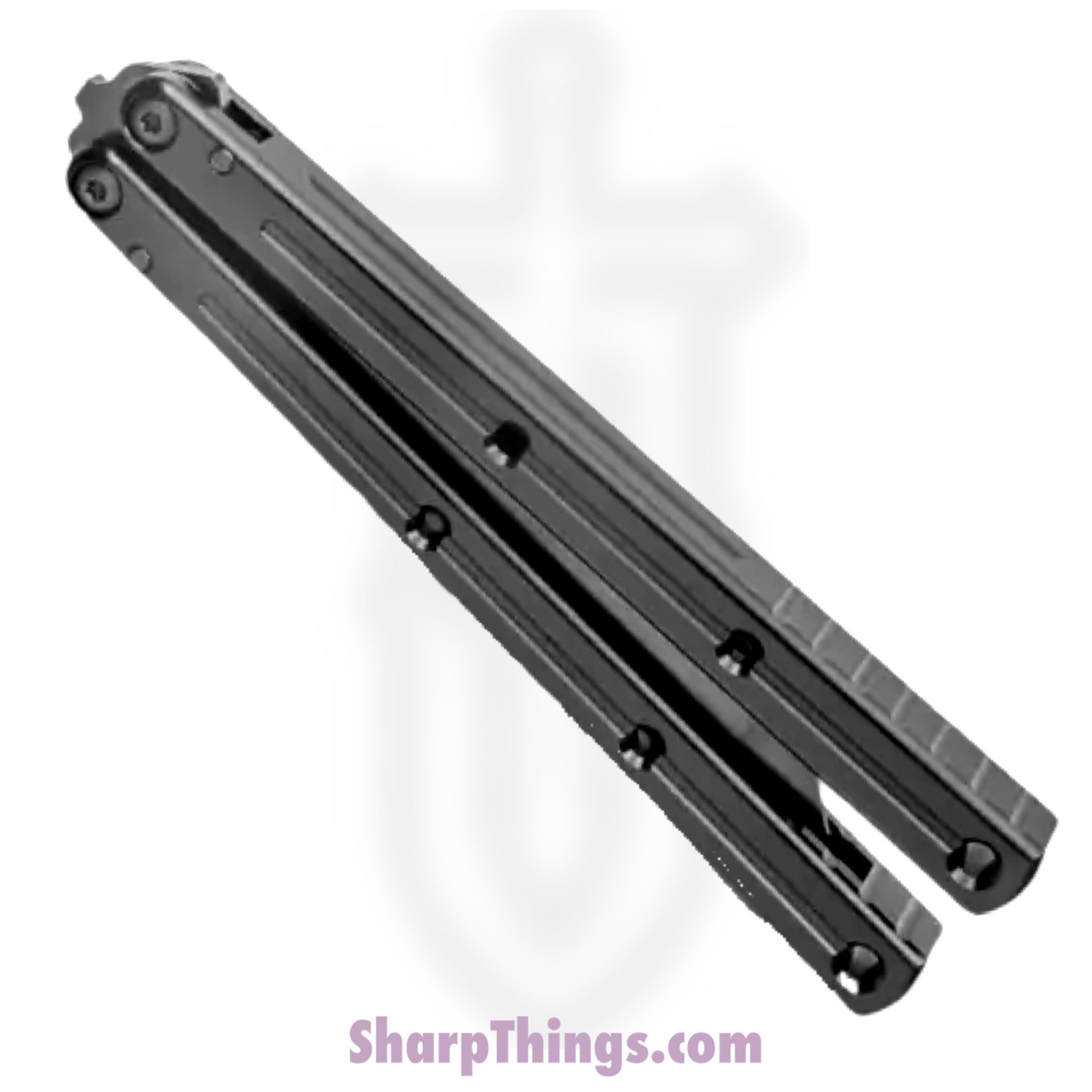 Squid Industries - BS0500 - Krake Raken V2.5 - Balisong - Inked Bowie - 7075 Aluminum - Black - Image 4