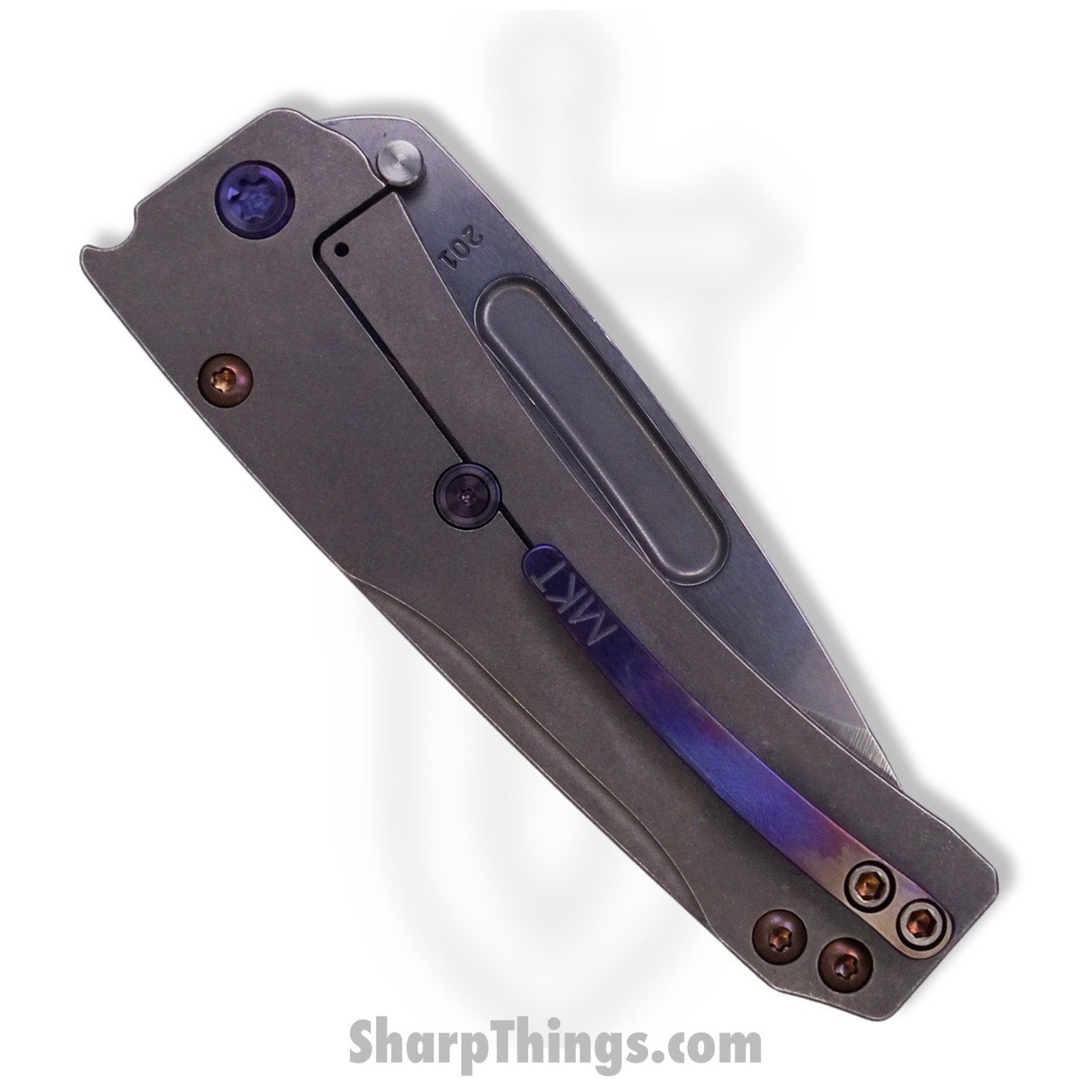 Medford Knife - MK201STD-01TM-T3C3-Q4 - Slim Midi Drop Point Folder - Tumbled S35VN - Titanium with Violet Hardware - Image 12