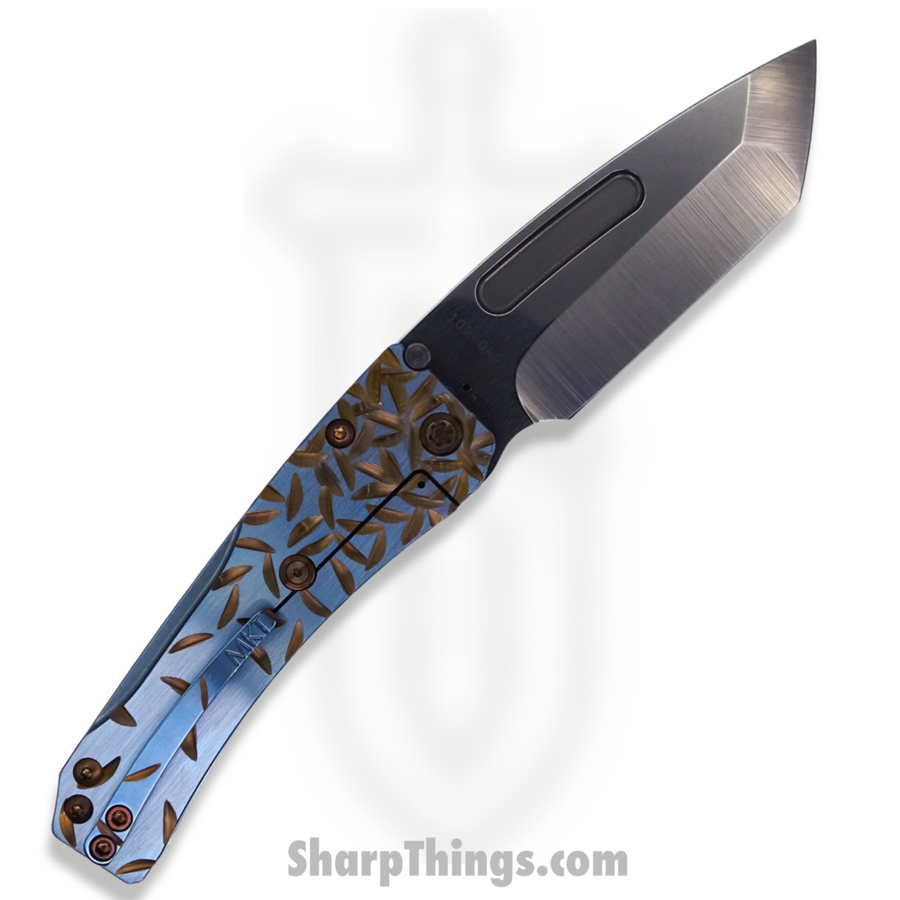 Medford Knife - MK2013TT-37A2-T1C1-Q4 - Slim Midi Tanto Folder - Tumbled 3V - "Jasmine Fade" Aqua and Bronze - Image 9