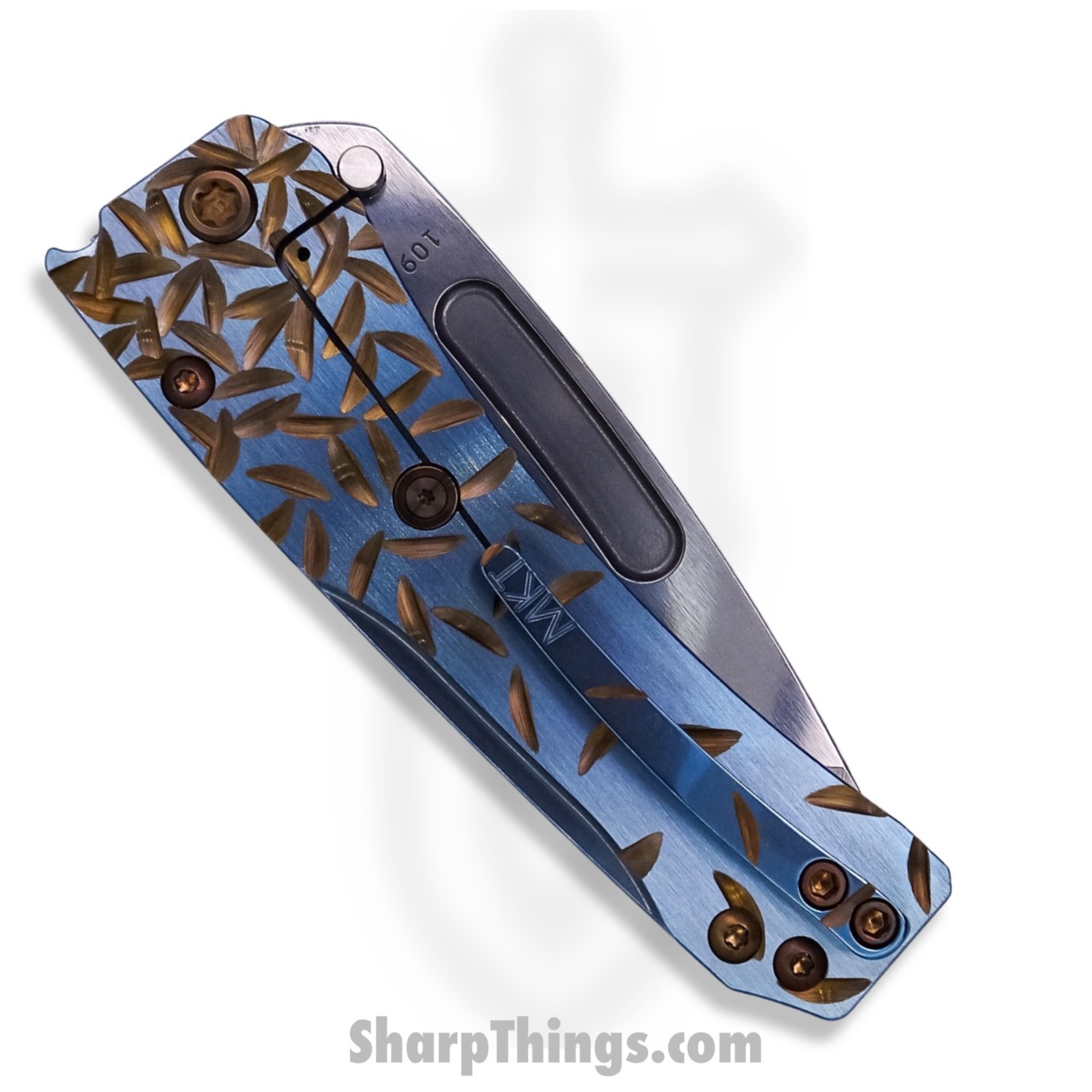 Medford Knife - MK2013TT-37A2-T1C1-Q4 - Slim Midi Tanto Folder - Tumbled 3V - "Jasmine Fade" Aqua and Bronze - Image 8