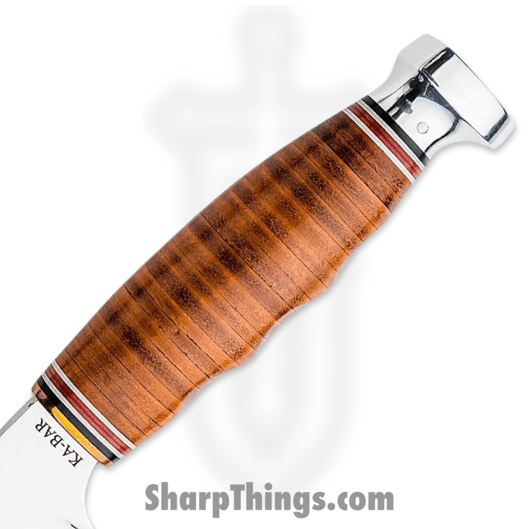 Ka-Bar - KA1234 - Game Hook Hunter Blade with Gut Hook - Fixed Blade Knife - Stainless Steel Polished - Stacked Leather - Brown - Image 12