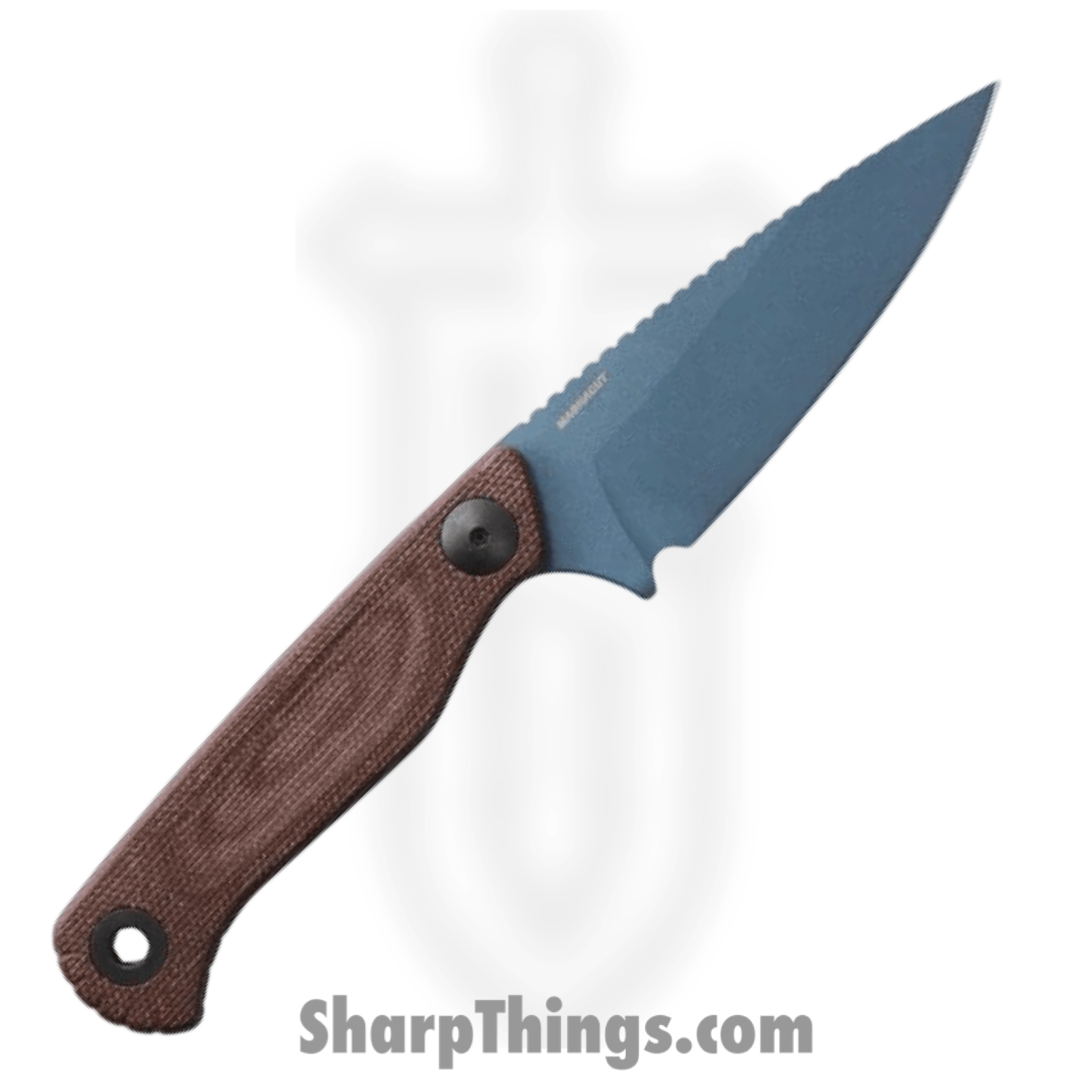 Benchmade - 203BT-03 - Dacian - Fixed Blade Knife - CPM MagnaCut Blue Titanium Cerakote Spear Point - Micarta - Brown Canvas - Image 2